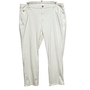 QVC Belle Kim Gravel White Jeans 22W Beachy Travel Cruisewear Summer Stretchy